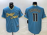 Milwaukee Brewers #11 Jackson Chourio Blue 2022 City Connect Cool Base Stitched Jersey,baseball caps,new era cap wholesale,wholesale hats
